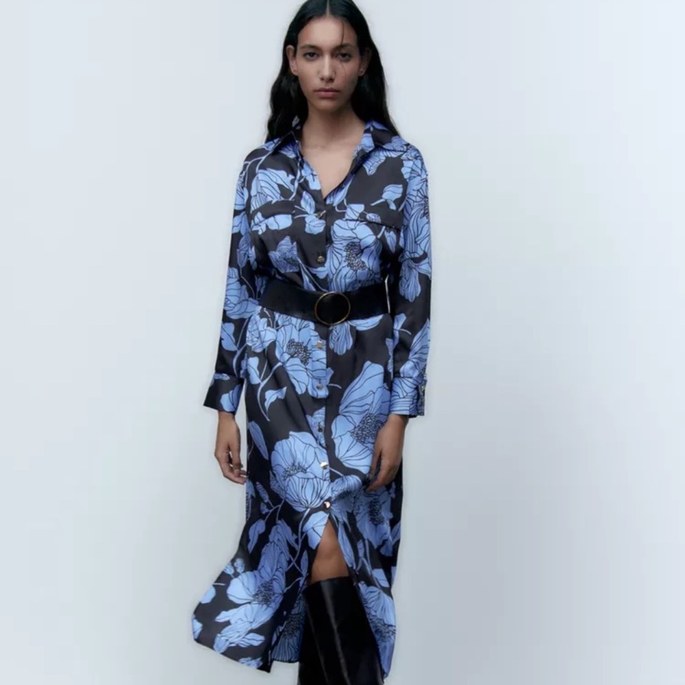 new Zara women's floral printed maxi dress size XS .belt not included .